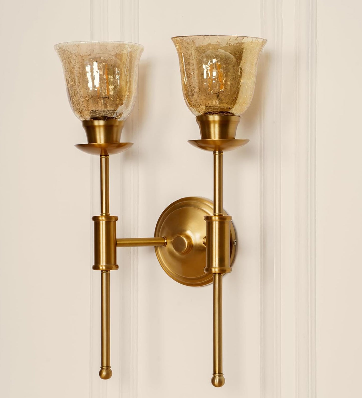 Double Spacer Wall Lamp with Crackled Cup Glass