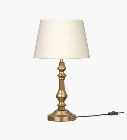 Antique Gold Brass Table Lamp (21") – Off-White 12" Shade