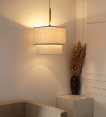 Double Decker Pendant with Off White Shade