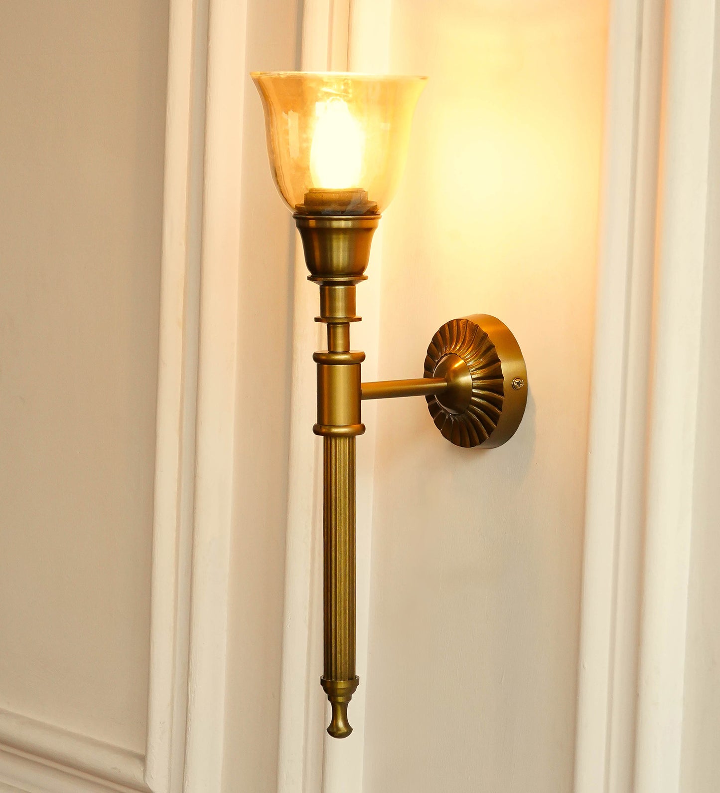Corrugated Wall Lamp with Golden Luster Cup Glass
