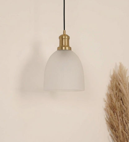 Grooved Frosted Glass Pendant