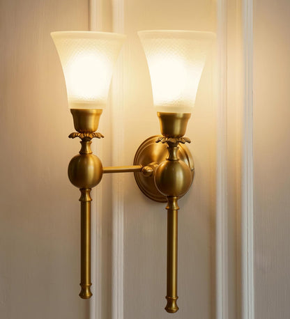 Double Ball Wall Lamp with Frosted Hammered Glass