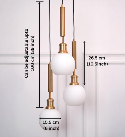Triple Globe Pendant with Frosted White Glass