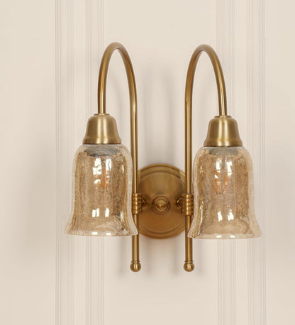 Double Hockey Wall Lamp with Crackled Glass