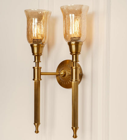 Double Corrugated Wall Lamp with Crackled Glass