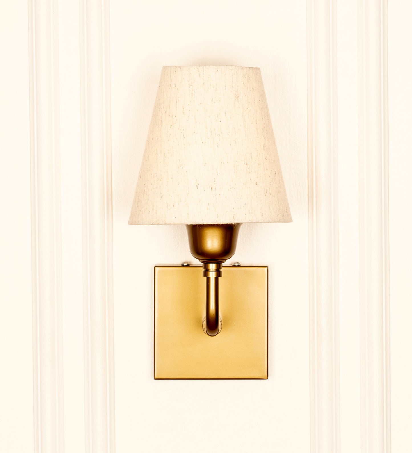 Elbow Wall Lamp with Off White Fabric Shade