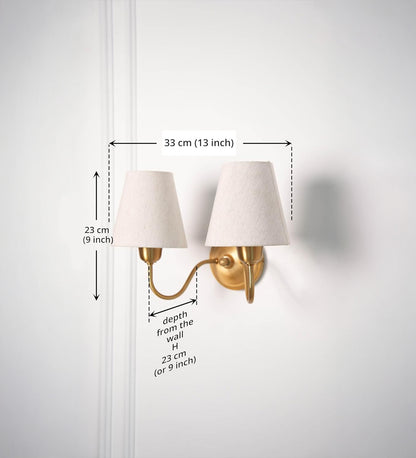 Double Curved Wall Lamp with Off White Shade