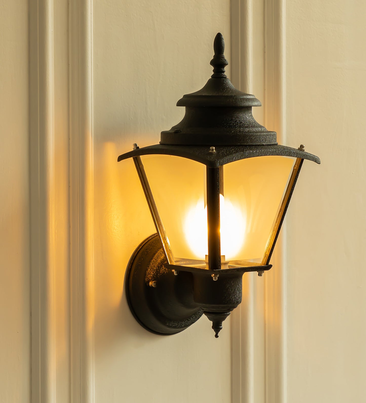 Matt Black Waterproof Lantern Wall Light