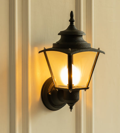 Matt Black Waterproof Lantern Wall Light