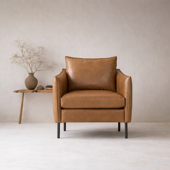 Lucas Accent Chair Tan | Mid Century Accent Chair Tan Brown