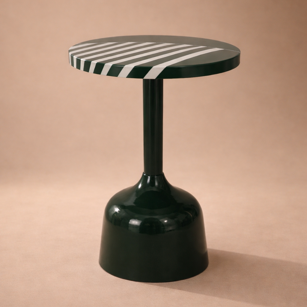 Verde Axis Modern Iron Pedestal Accent Table – Round Sculptural Side Table