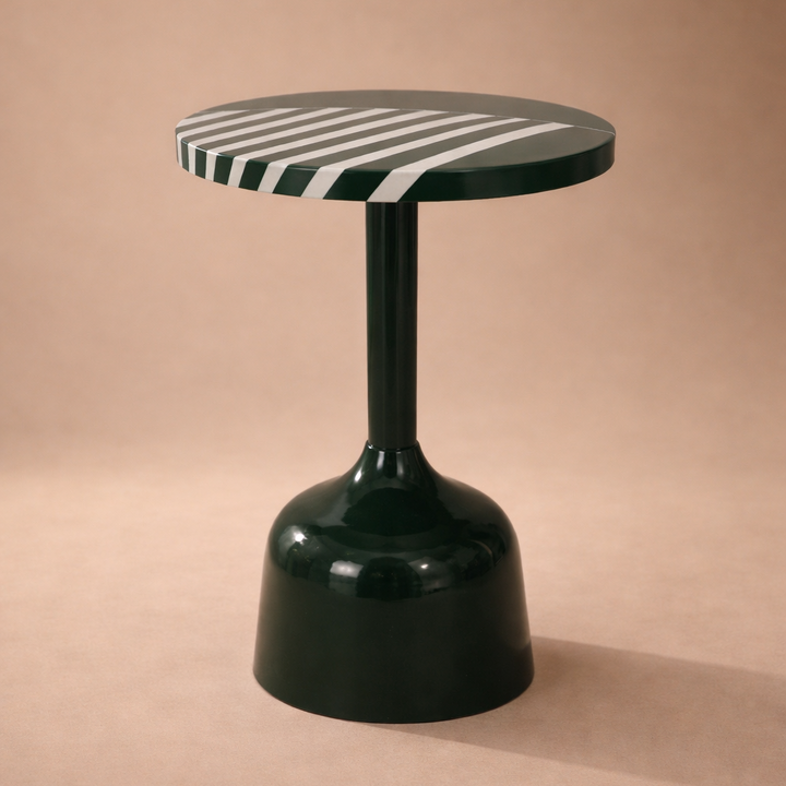 Verde Axis Modern Iron Pedestal Accent Table – Round Sculptural Side Table