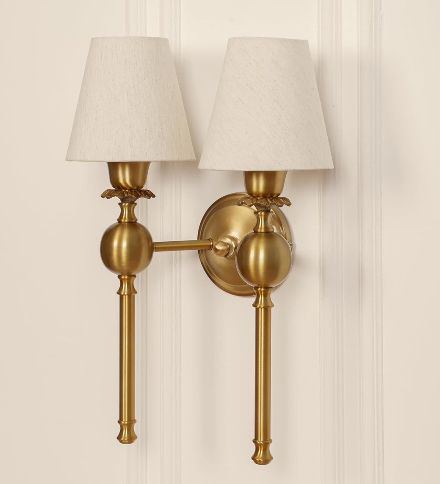 Double Ball Wall Lamp with Off White Shade