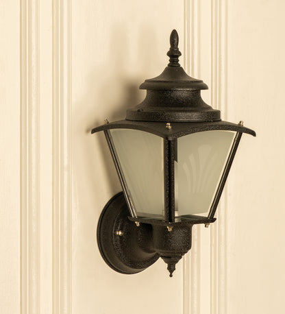 Matt Black Waterproof Lantern Wall Light