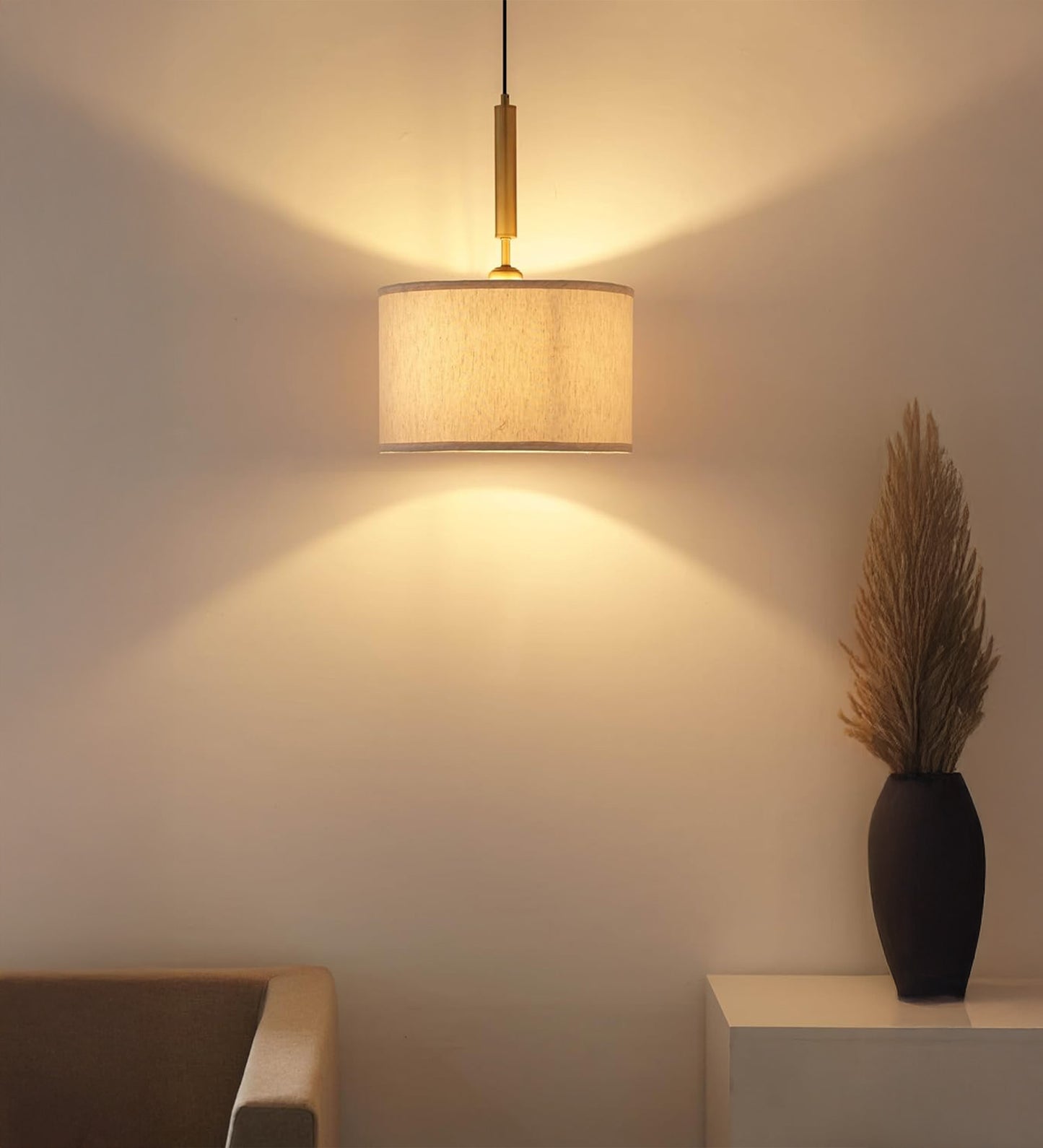 Fabric Pendant with 14" Off White Shade