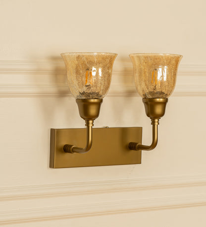 Double Elbow Wall Lamp with Crackled Cup Glass