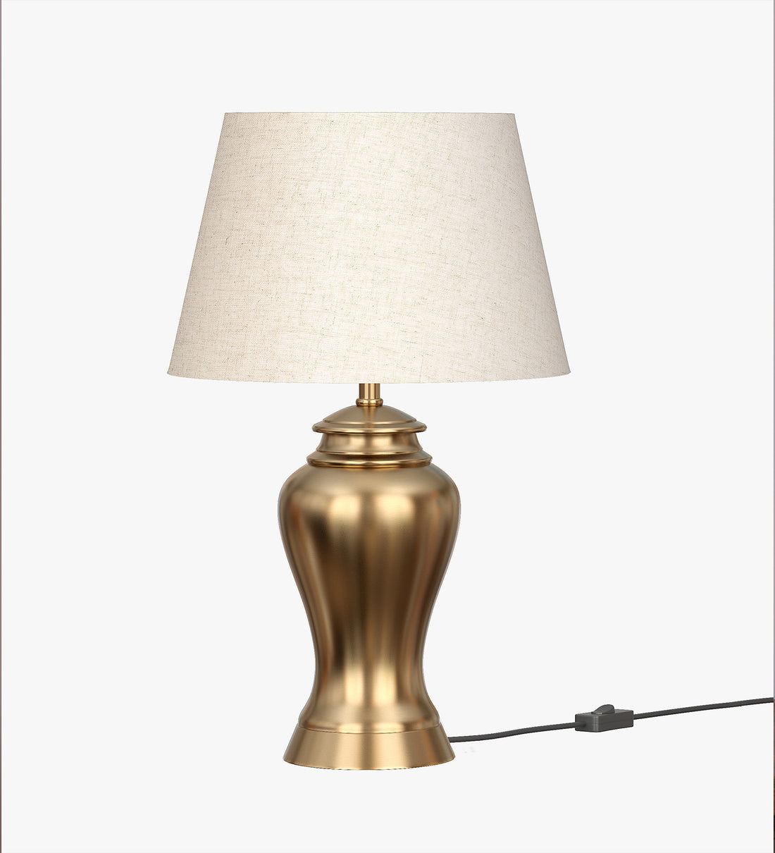 Royal Brass Antique Gold Finish Table Lamp 23 Inches Height With Off White 14 Inches Diameter Lampshade