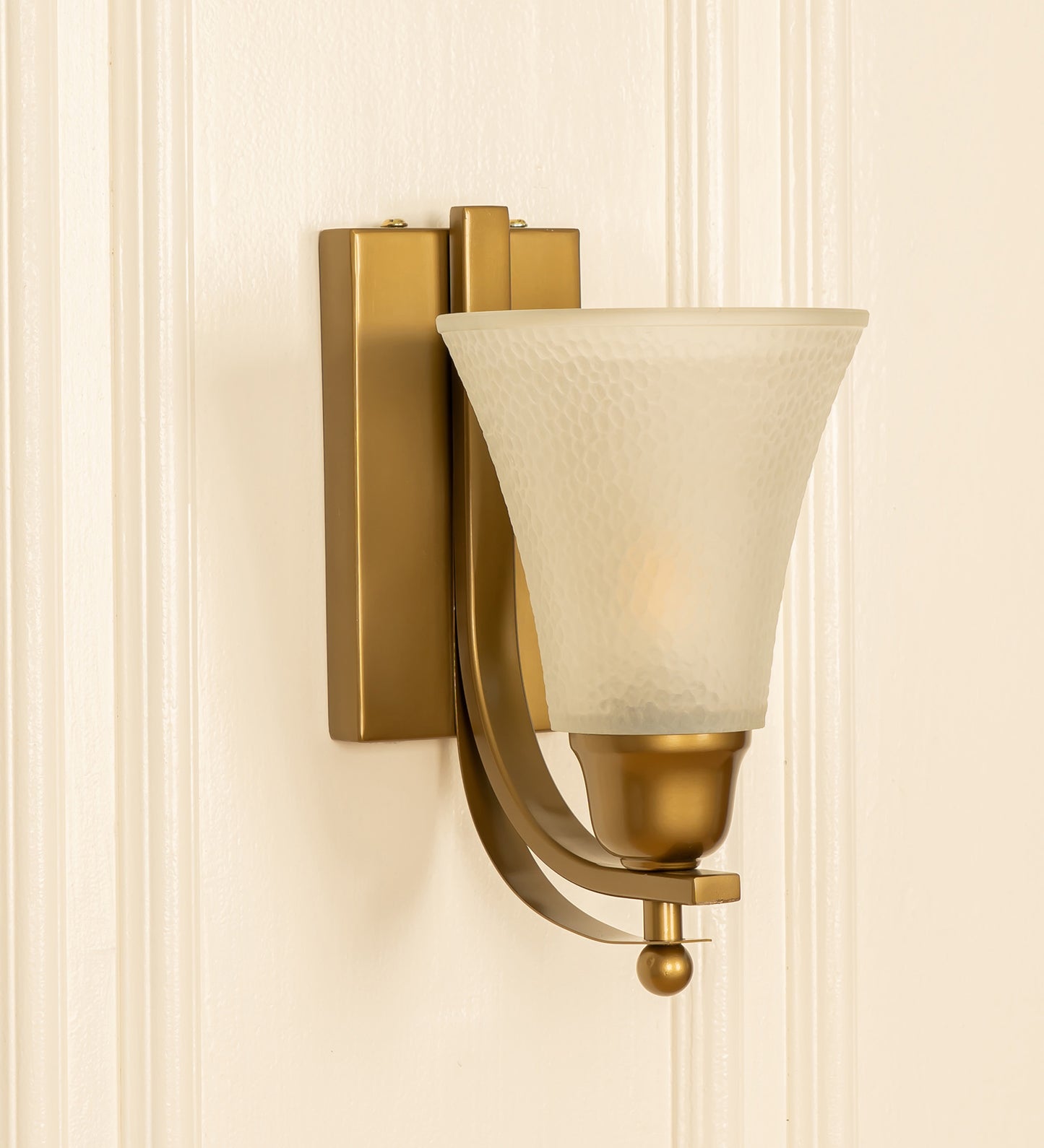 J Wall Lamp with Frosted Hammered Glass