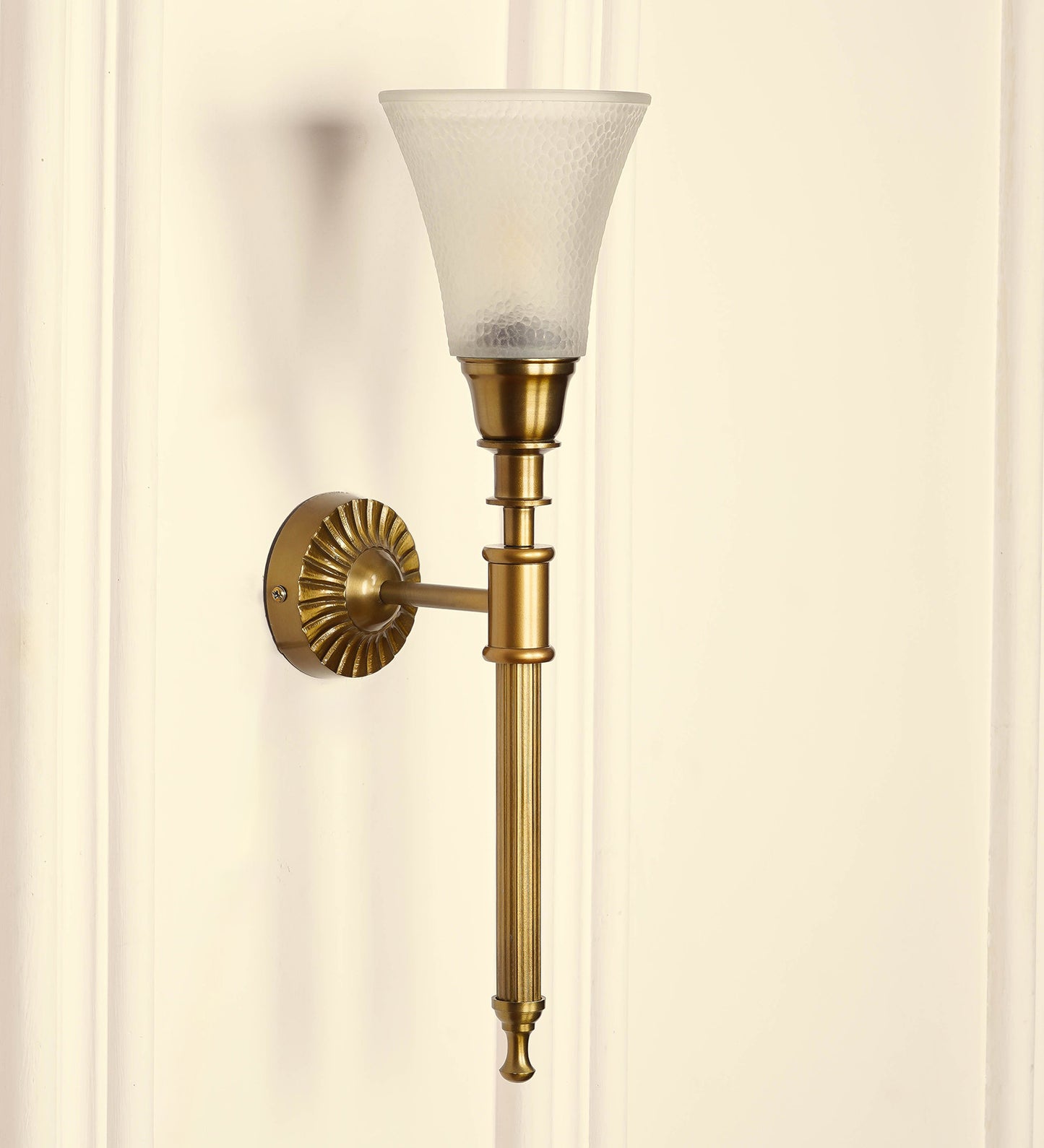 Corrugated Wall Lamp with Frosted Hammered Glass