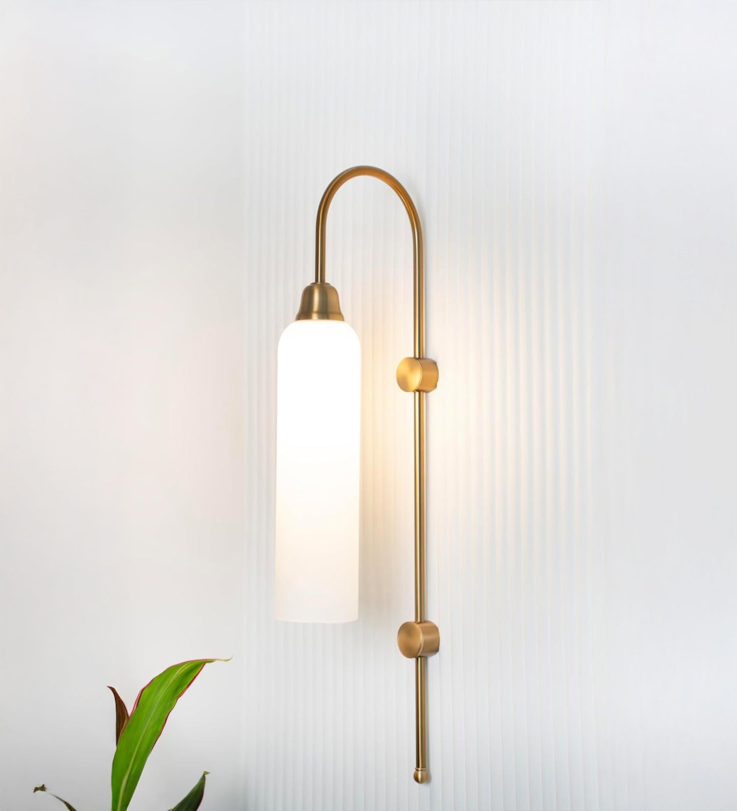 Modern Wall Lamp Antique Brass with Frosted White Glass