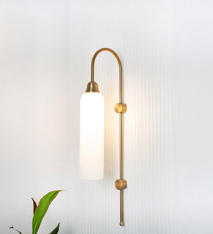 Modern Wall Lamp Antique Brass with Frosted White Glass