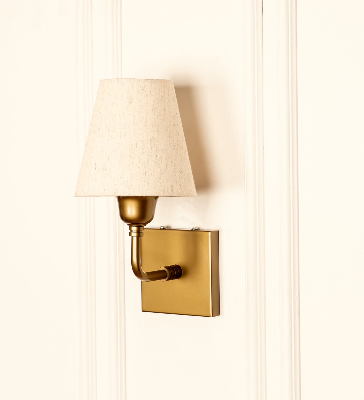 Elbow Wall Lamp with Off White Fabric Shade