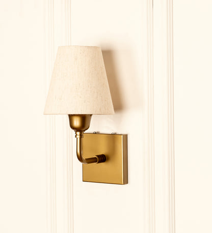 Elbow Wall Lamp with Off White Fabric Shade