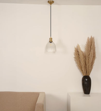 Grooved Transparent Glass Pendant