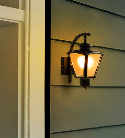Black Waterproof Lantern Wall Light