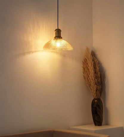 Ribbed Golden Luster Glass Pendant