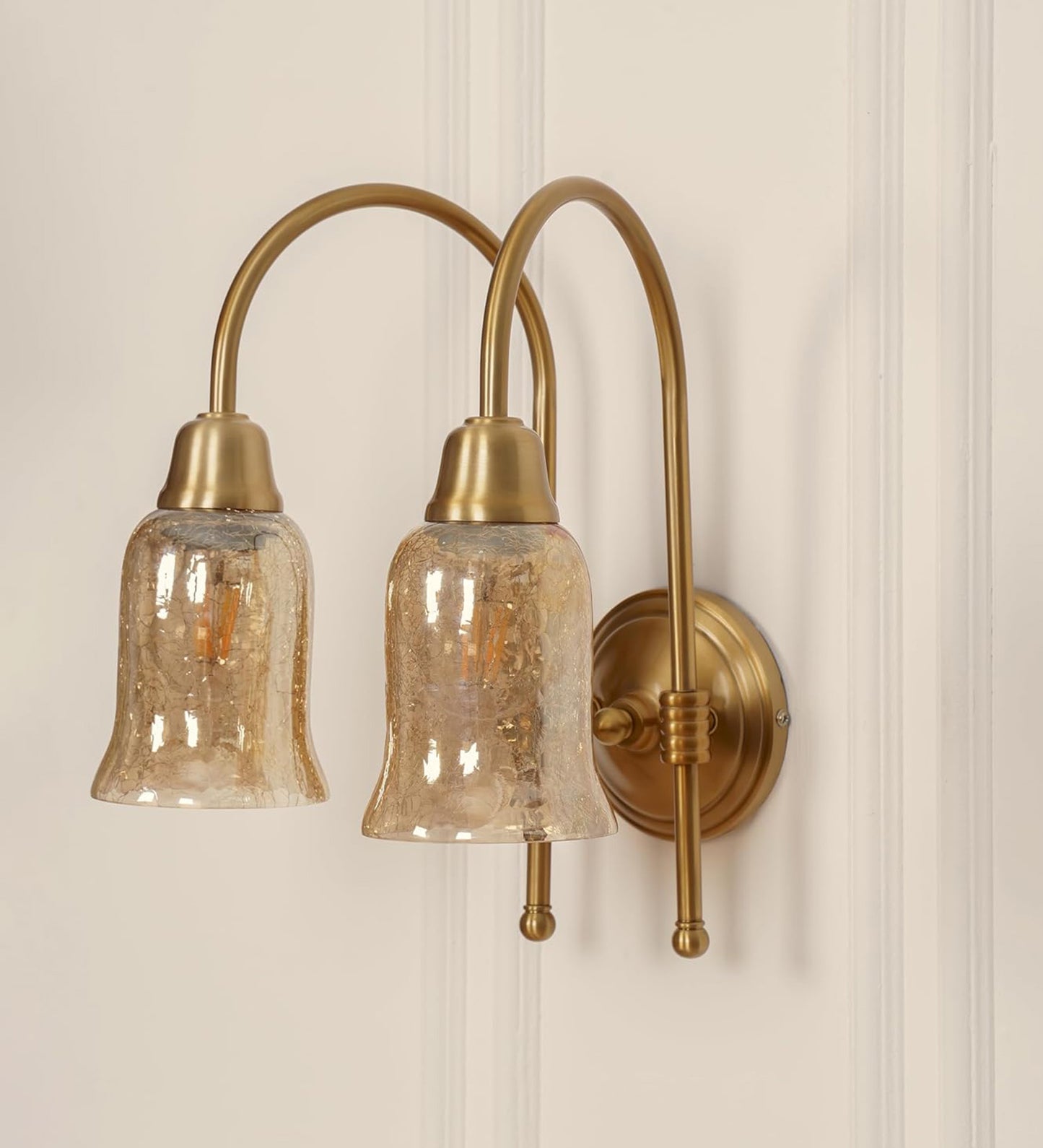 Double Hockey Wall Lamp with Crackled Glass