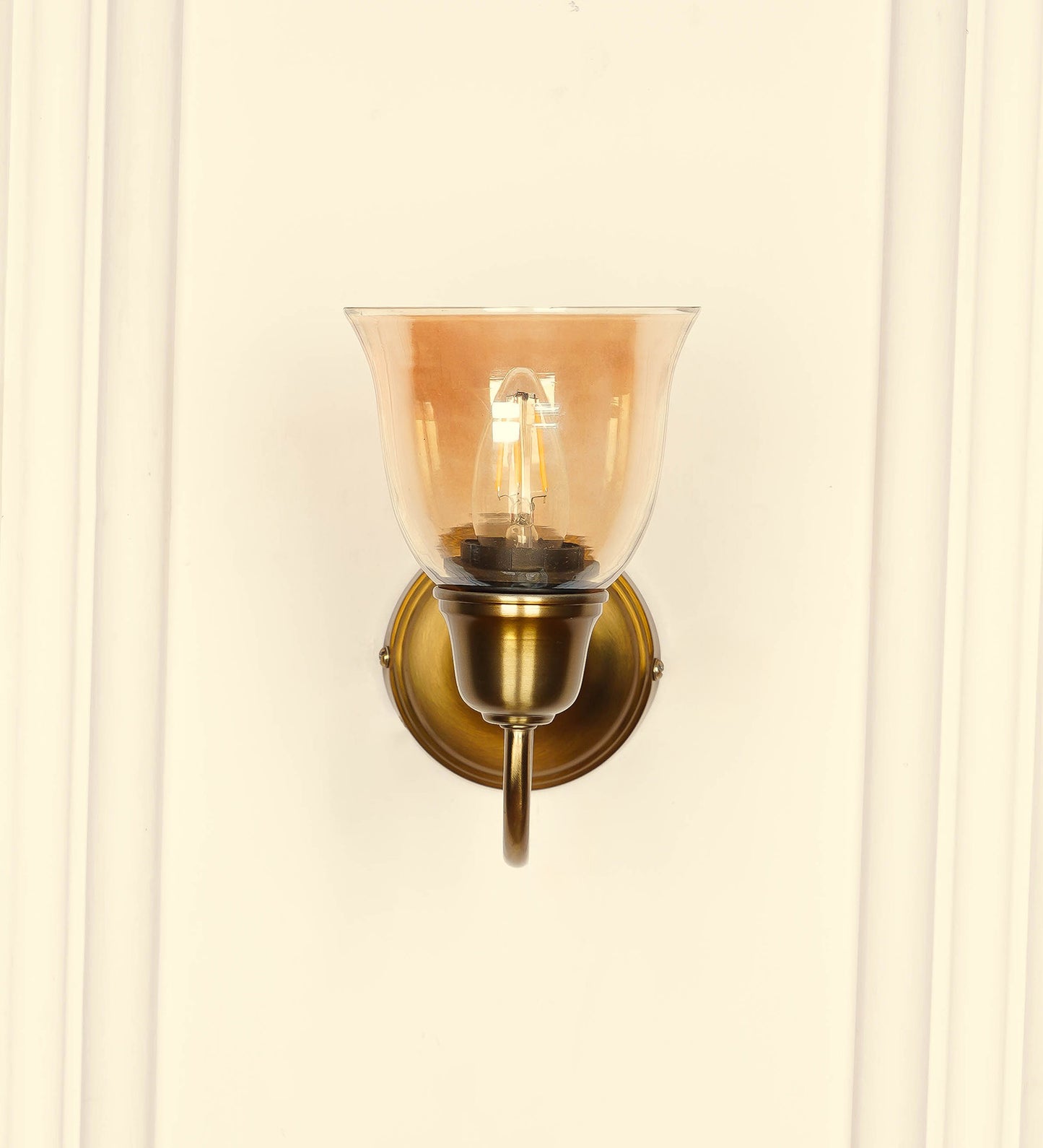 Curved Wall Lamp with Golden Luster Cup Glass