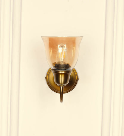 Curved Wall Lamp with Golden Luster Cup Glass