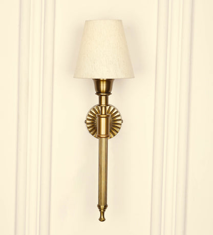 Corrugated Wall Lamp with Off White Fabric Shade