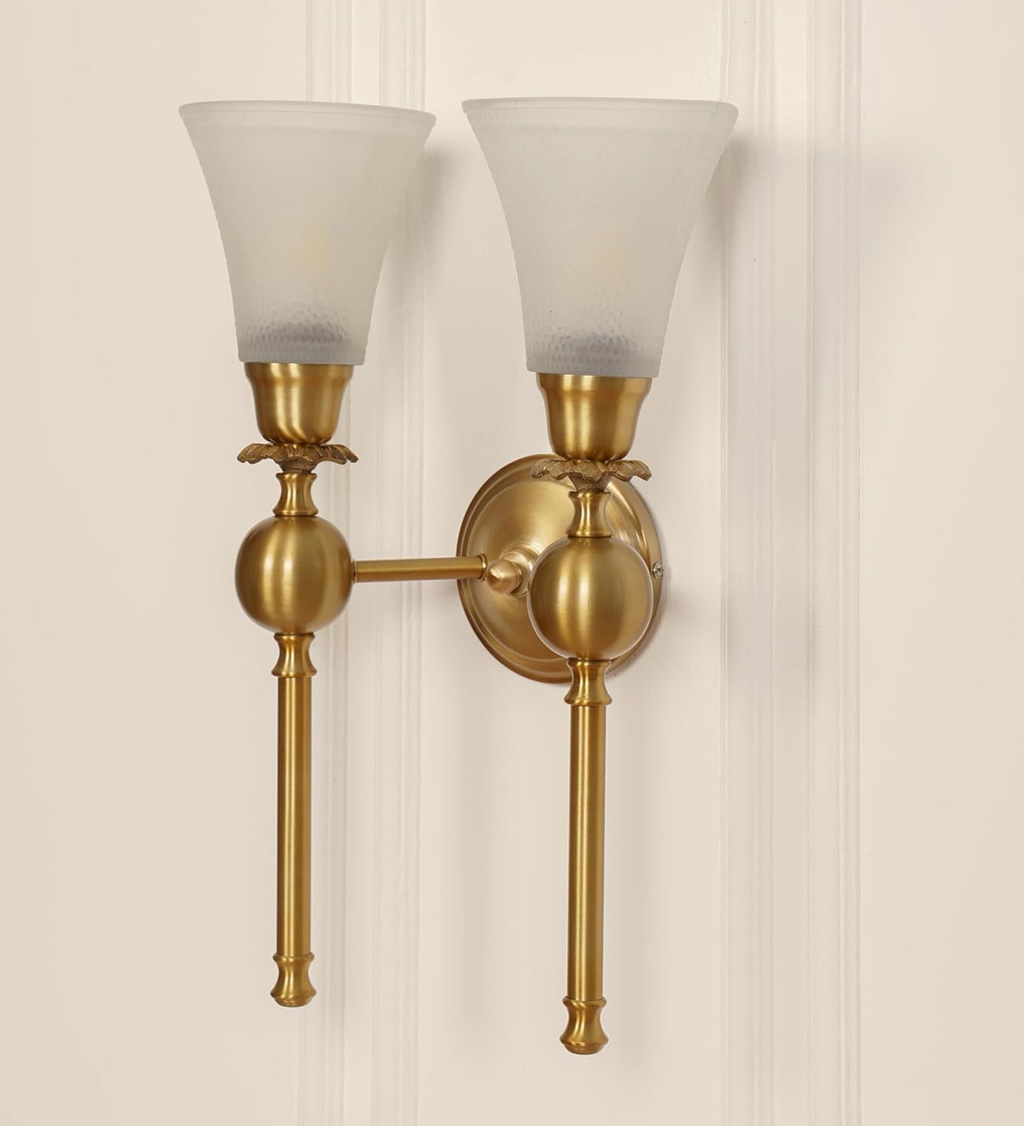 Double Ball Wall Lamp with Frosted Hammered Glass