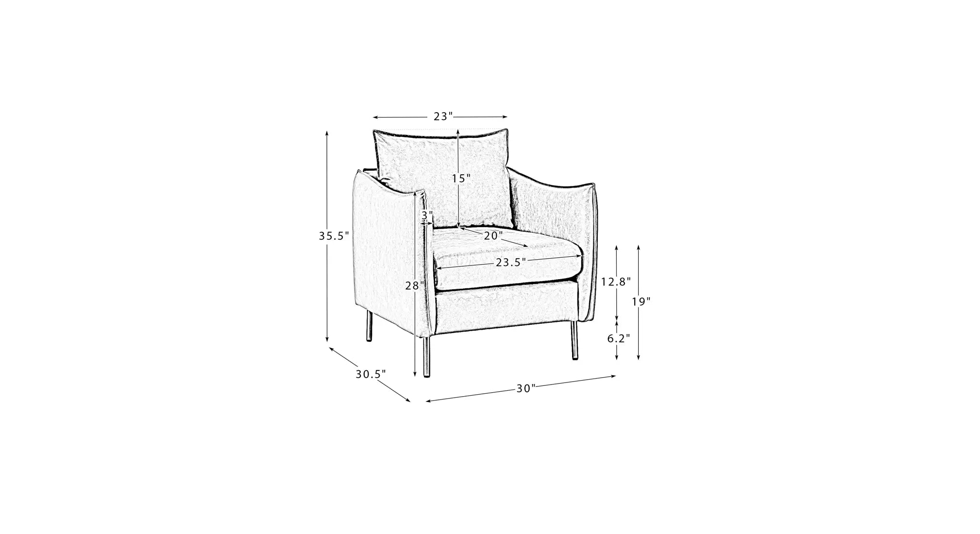 Lucas Accent Chair Black | Mid Century Accent Chair Matte Black