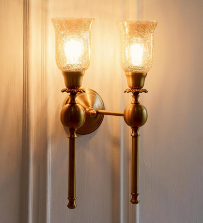 Double Ball Wall Lamp with Crackled Glass