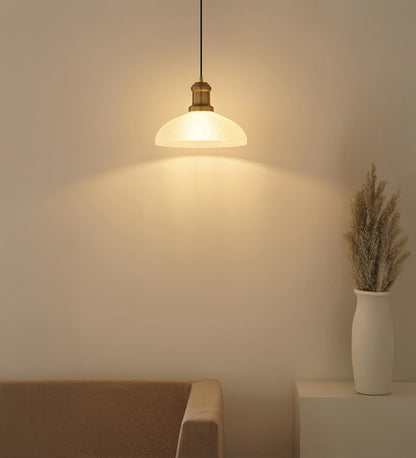 Ribbed Frosted Glass Pendant