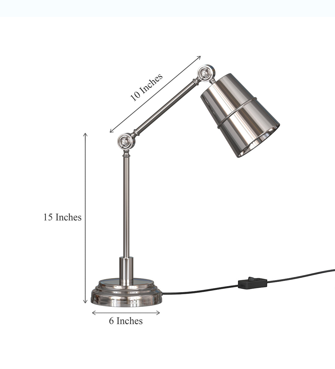 Adjustable Study Desk Lamp, Nickel – Movable Arm