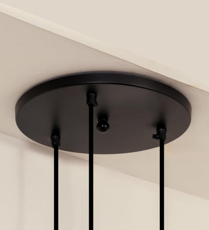 Black Triple Pendant with Frosted Hammered Glass