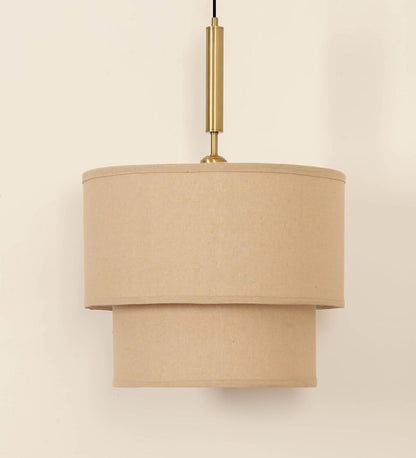 Double Decker Pendant with Beige Shade
