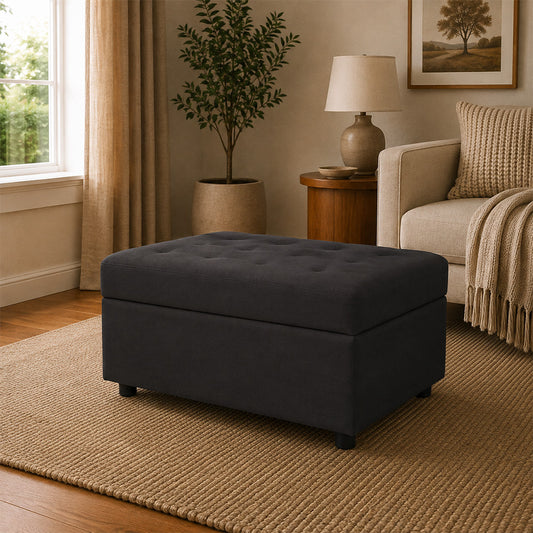 Modern Tufted Rectange Storage Ottoman Bench Grey