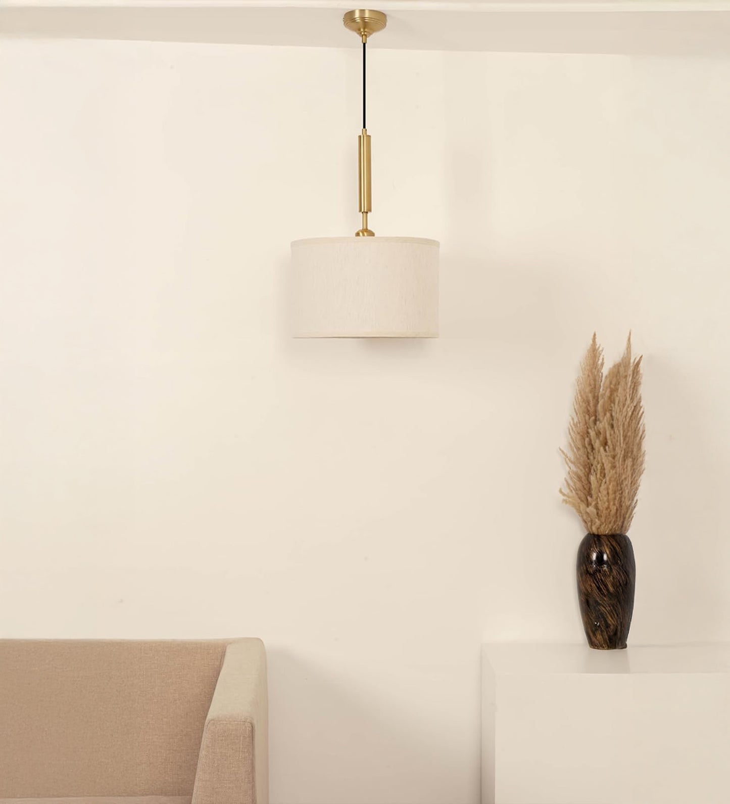 Fabric Pendant with 14" Off White Shade