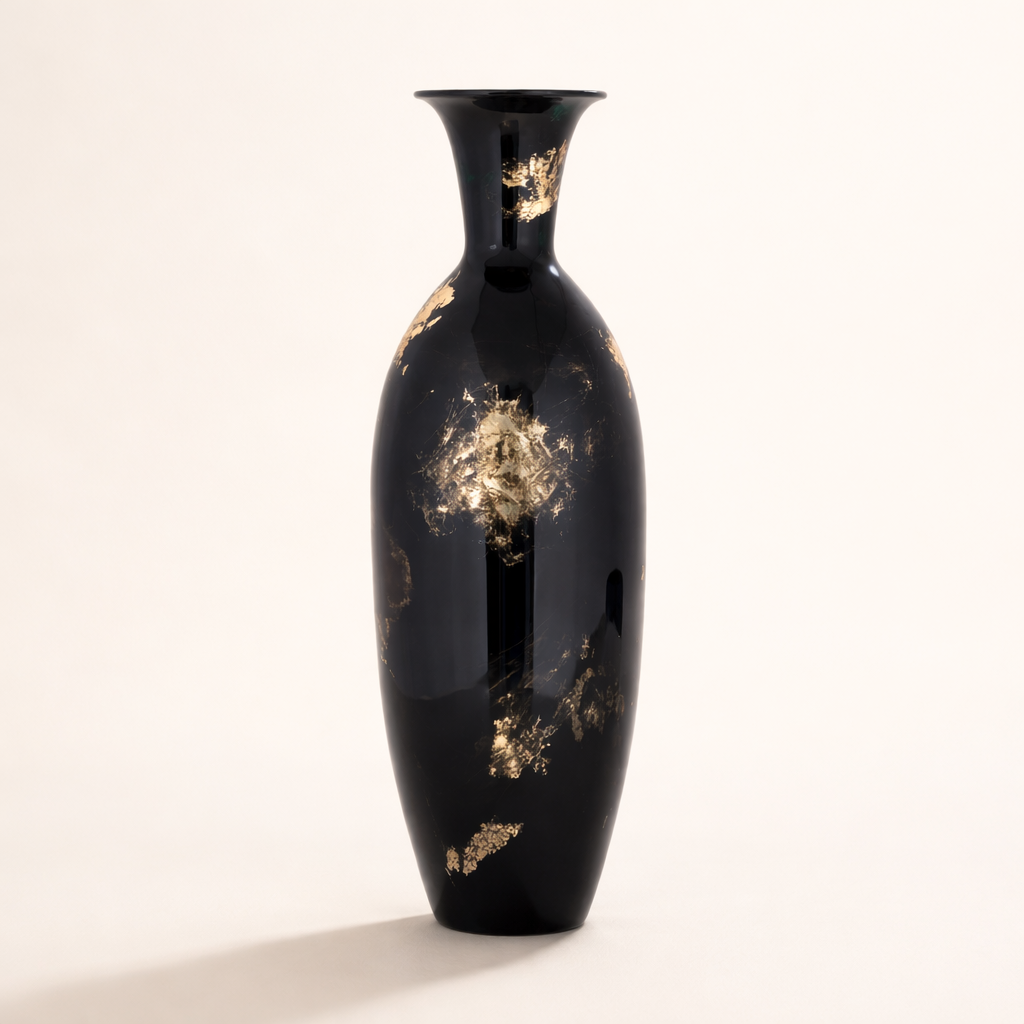 24K Gold Platina Iron Vase Set – Black & Gold Luxury Decorative Vases (Set of 2)