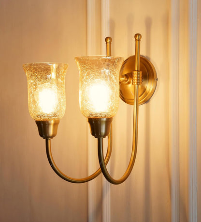 Double Hockey Wall Lamp with Crackled Glass