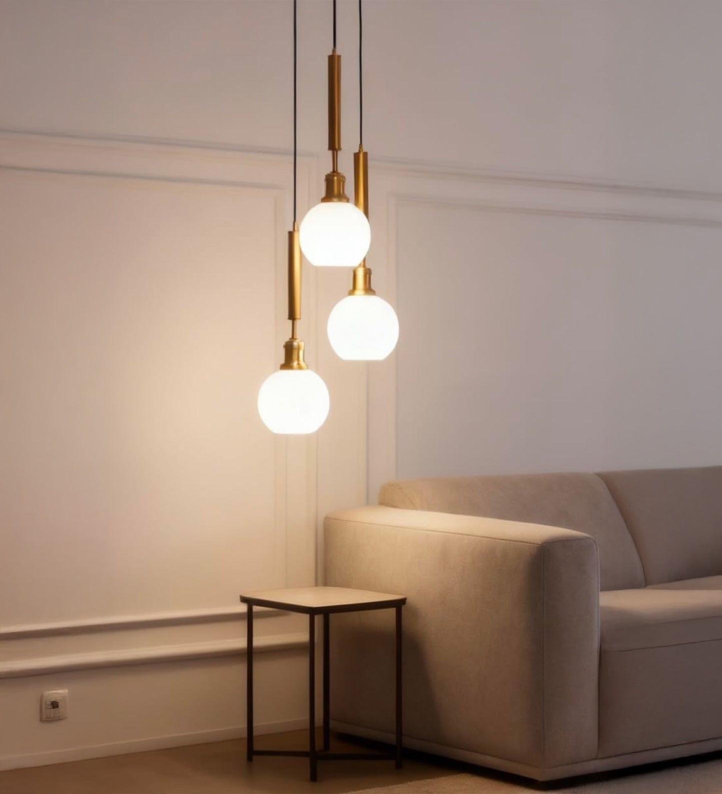 Triple Globe Pendant with Frosted White Glass