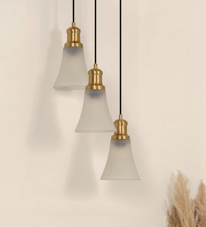 Triple Pendant with Frosted Hammered Glass