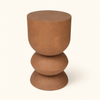 Arco Terra Iron Pedestal Side Table – Modern Clay Accent Table