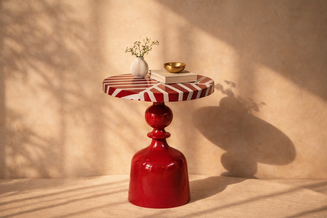 Orion Ember Luxe Iron Pedestal Accent Table