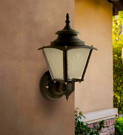 Matt Black Waterproof Lantern Wall Light